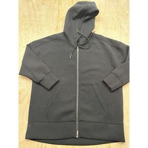 Zella Women’s Medium Black Scuba Jacket Hoodie Oversized Rayon Blend EUC